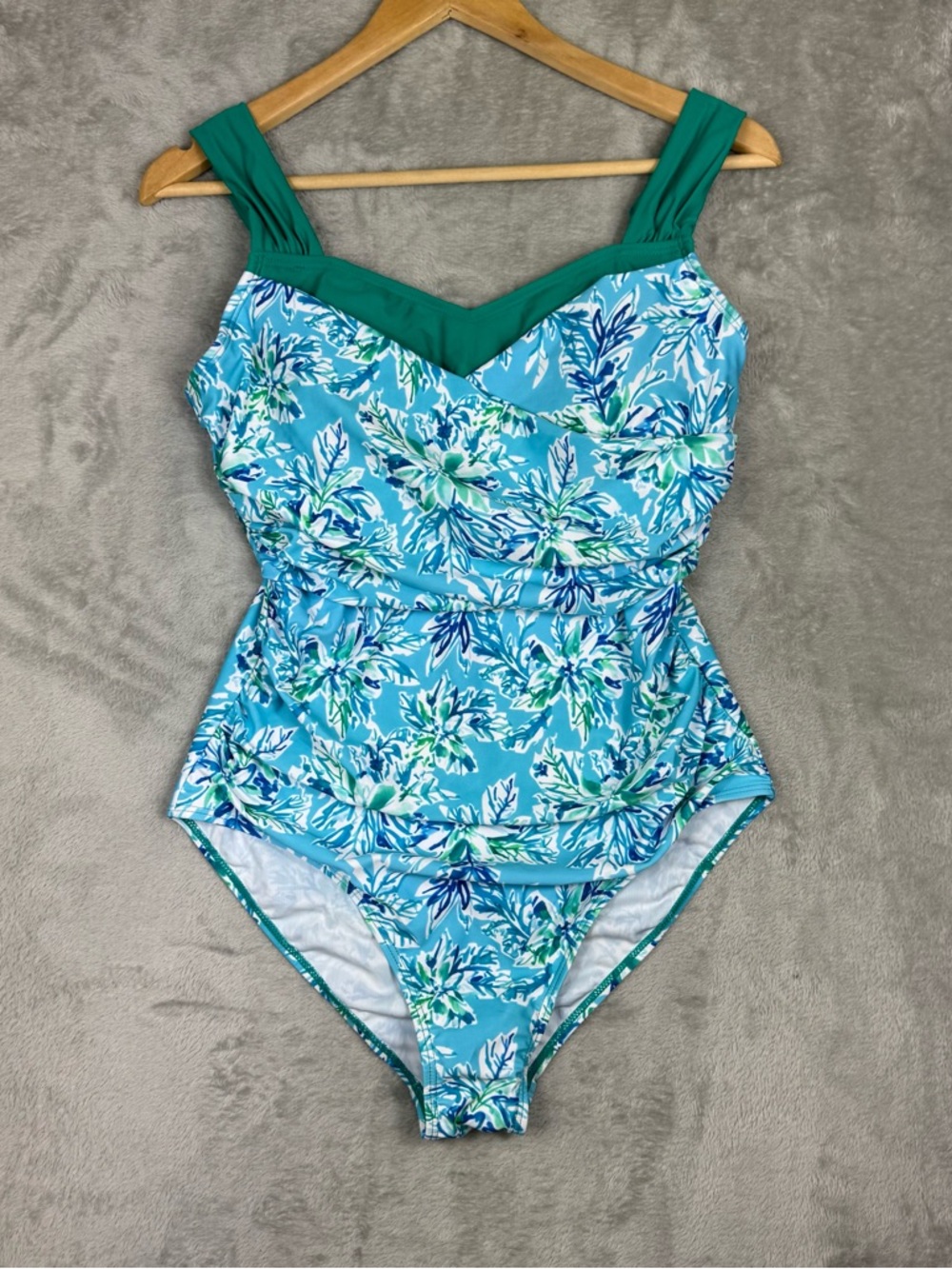 Amazon blue floral print one piece bathing suit